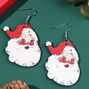 Vintage Santa Claus Merry Christmas Earrings